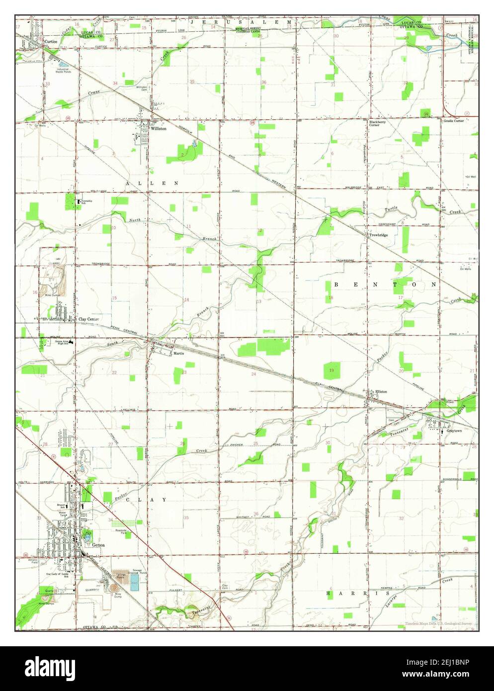 Genoa, Ohio, map 1966, 124000, United States of America by Timeless