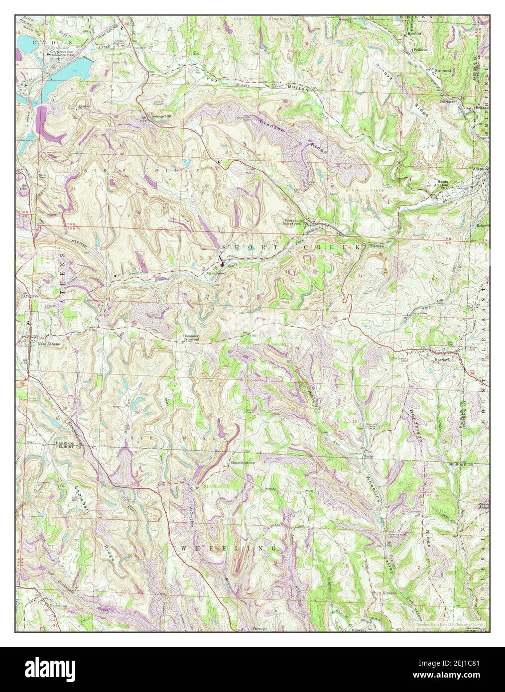 Harrisville, Ohio, map 1960, 1:24000, United States of America by Timeless Maps, data U.S. Geological Survey Stock Photo