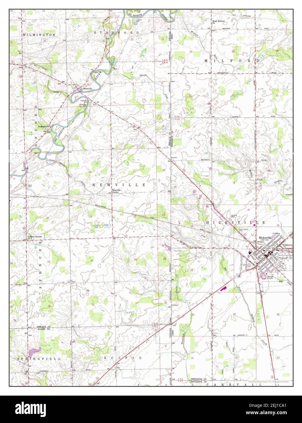 Hicksville, Ohio, map 1958, 124000, United States of America by