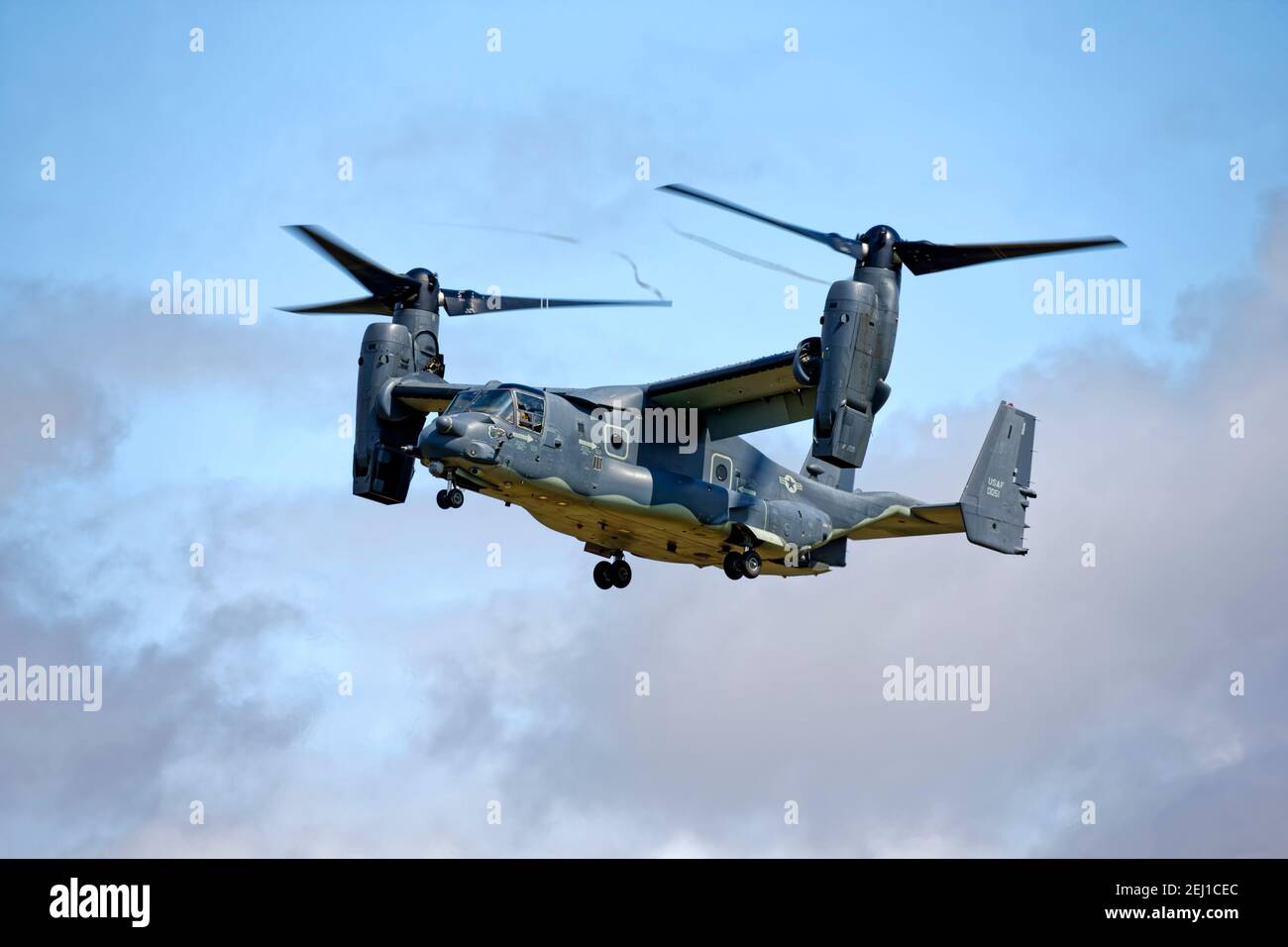 RAF Fairford, Gloucestershire, UK - July 20 2019: A United States Air Force Bell Boeing CV-22B Osprey tiltrotor military aircraft at the 2019 RIAT Stock Photo