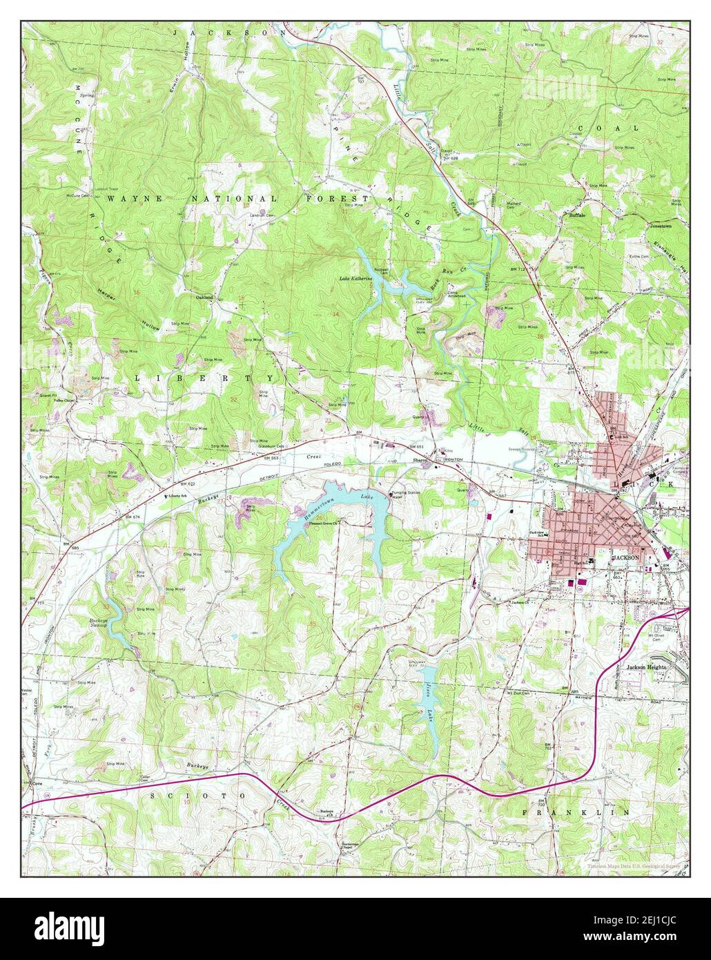 Jackson, Ohio, map 1961, 124000, United States of America by Timeless Maps, data U.S