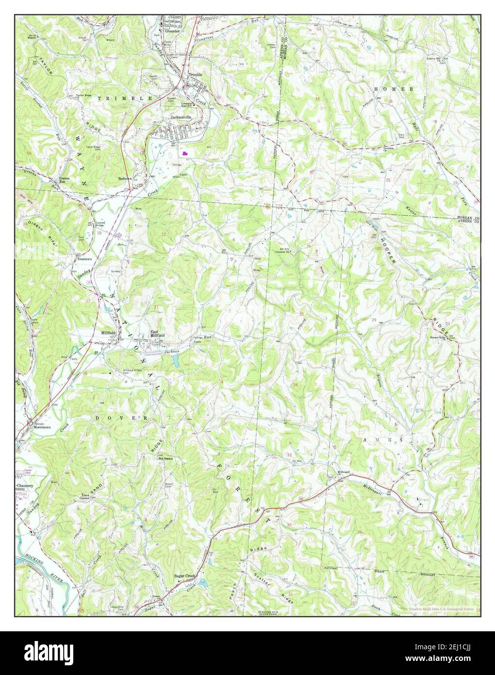 Jacksonville, Ohio, map 1961, 124000, United States of America by
