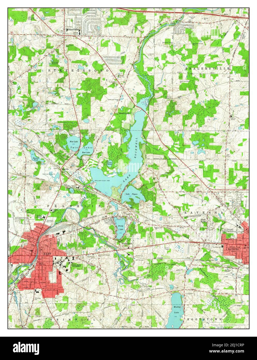 Kent, Ohio, map 1960, 124000, United States of America by Timeless Maps, data U.S. Geological