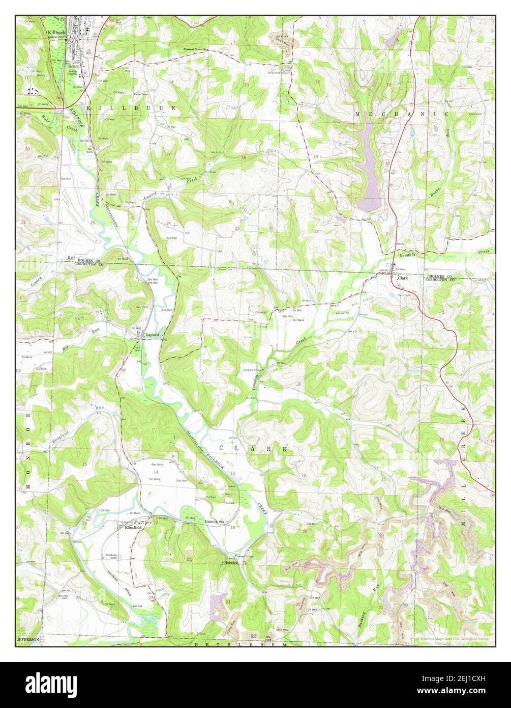 Killbuck, Ohio, map 1962, 124000, United States of America by Timeless