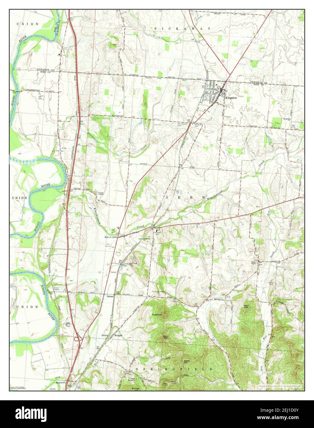 Kingston, Ohio, map 1961, 124000, United States of America by Timeless