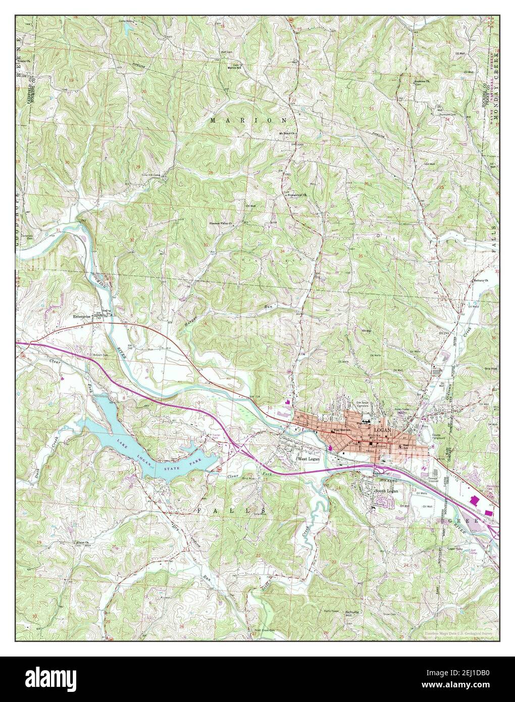 Logan, Ohio, map 1992, 124000, United States of America by Timeless