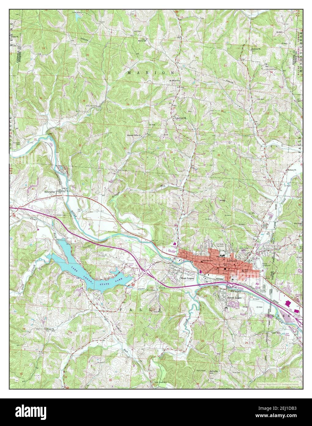 Logan, Ohio, map 1961, 124000, United States of America by Timeless