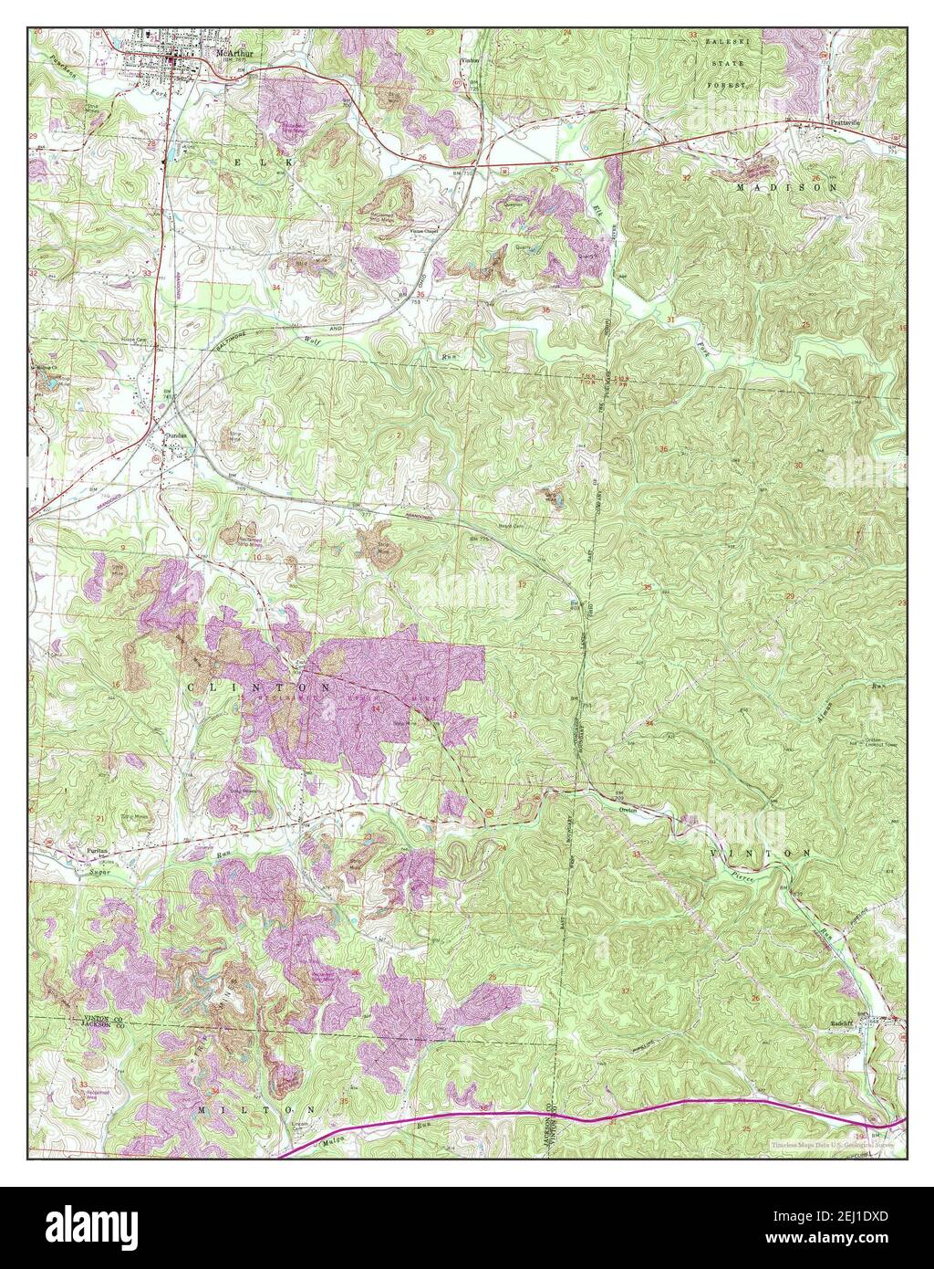 Mcarthur, Ohio, map 1961, 124000, United States of America by Timeless