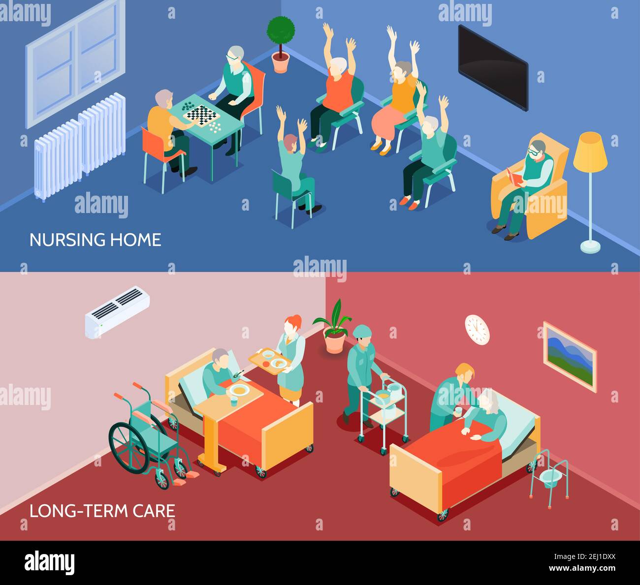 Nursing home longterm care unit 2 horizontal banners with daily