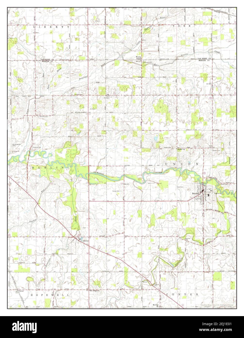 Mendon, Ohio, map 1960, 124000, United States of America by Timeless Maps, data U.S. Geological