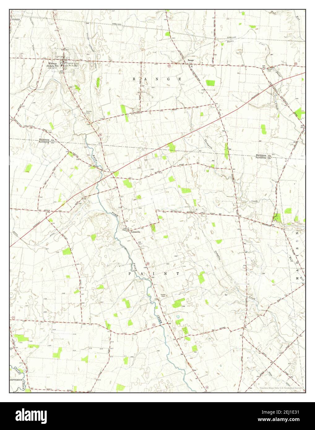 Midway, Ohio, map 1961, 124000, United States of America by Timeless