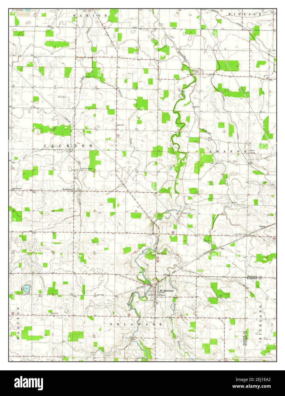 Mt Blanchard, Ohio, map 1960, 124000, United States of America by Timeless Maps, data U.S