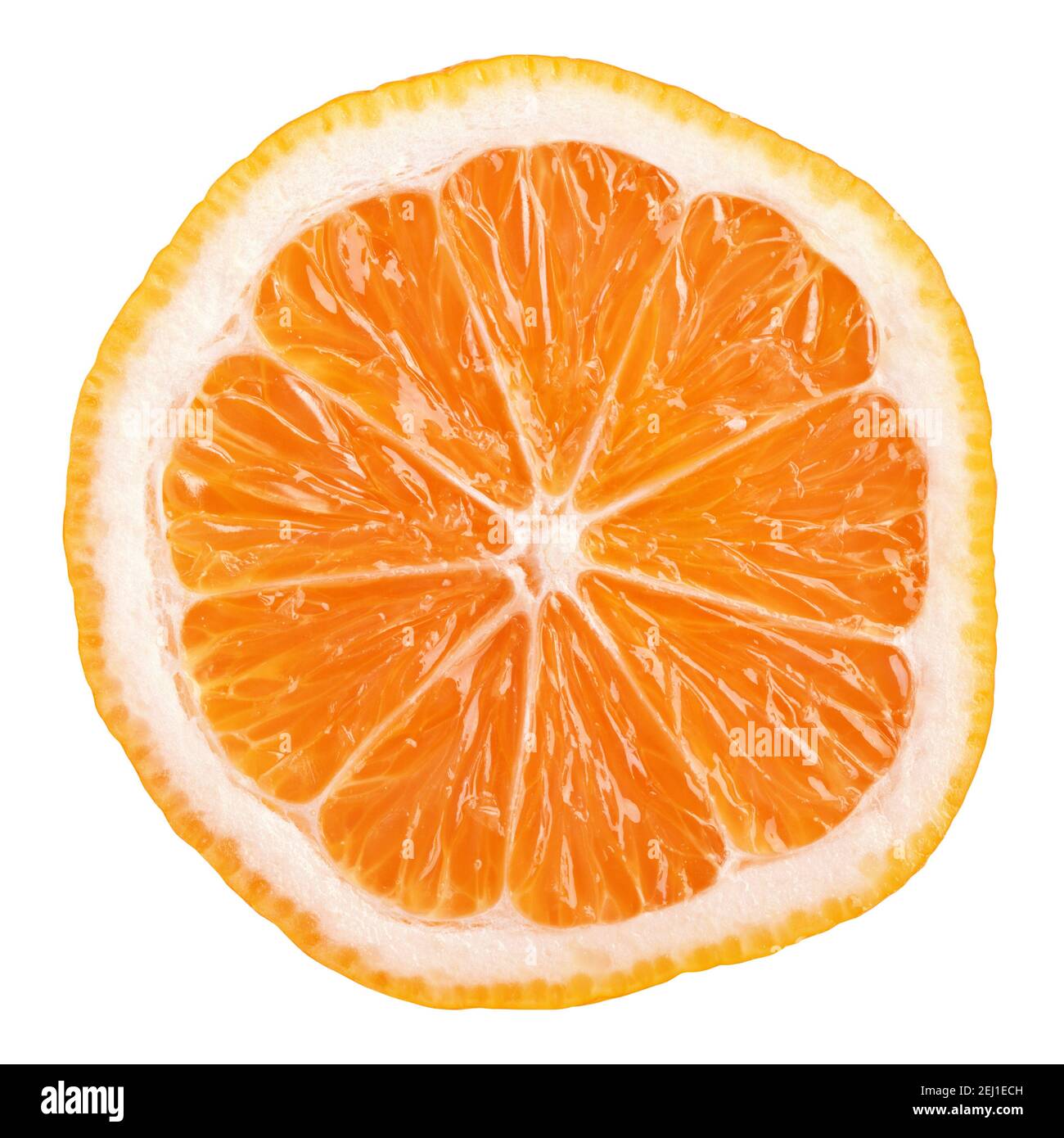 Slice of Rangpur (lemandarin) - citrus fruit, hybrid between mandarin orange and lemon isolated on white Stock Photo