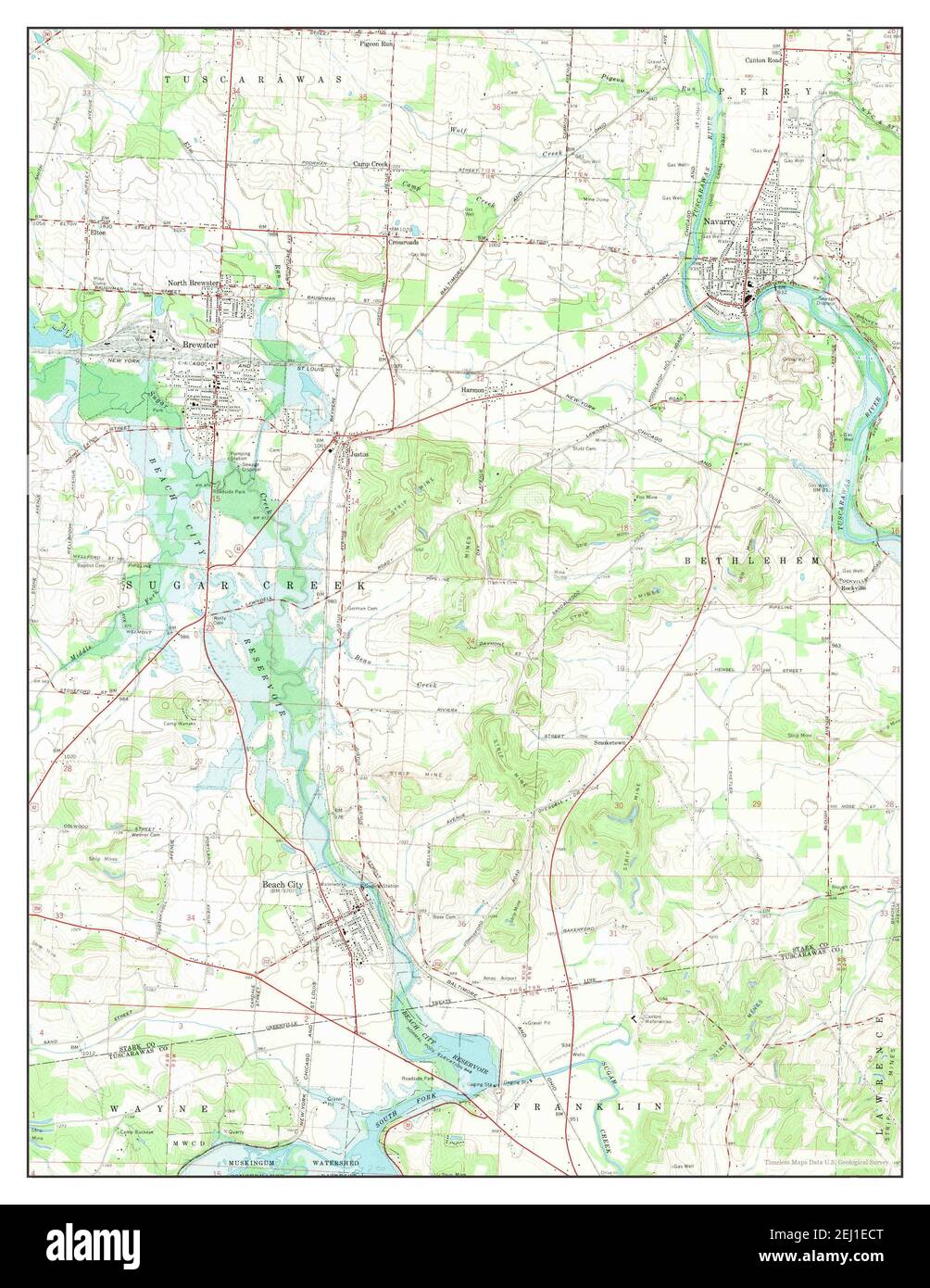 Navarre, Ohio, map 1961, 124000, United States of America by Timeless