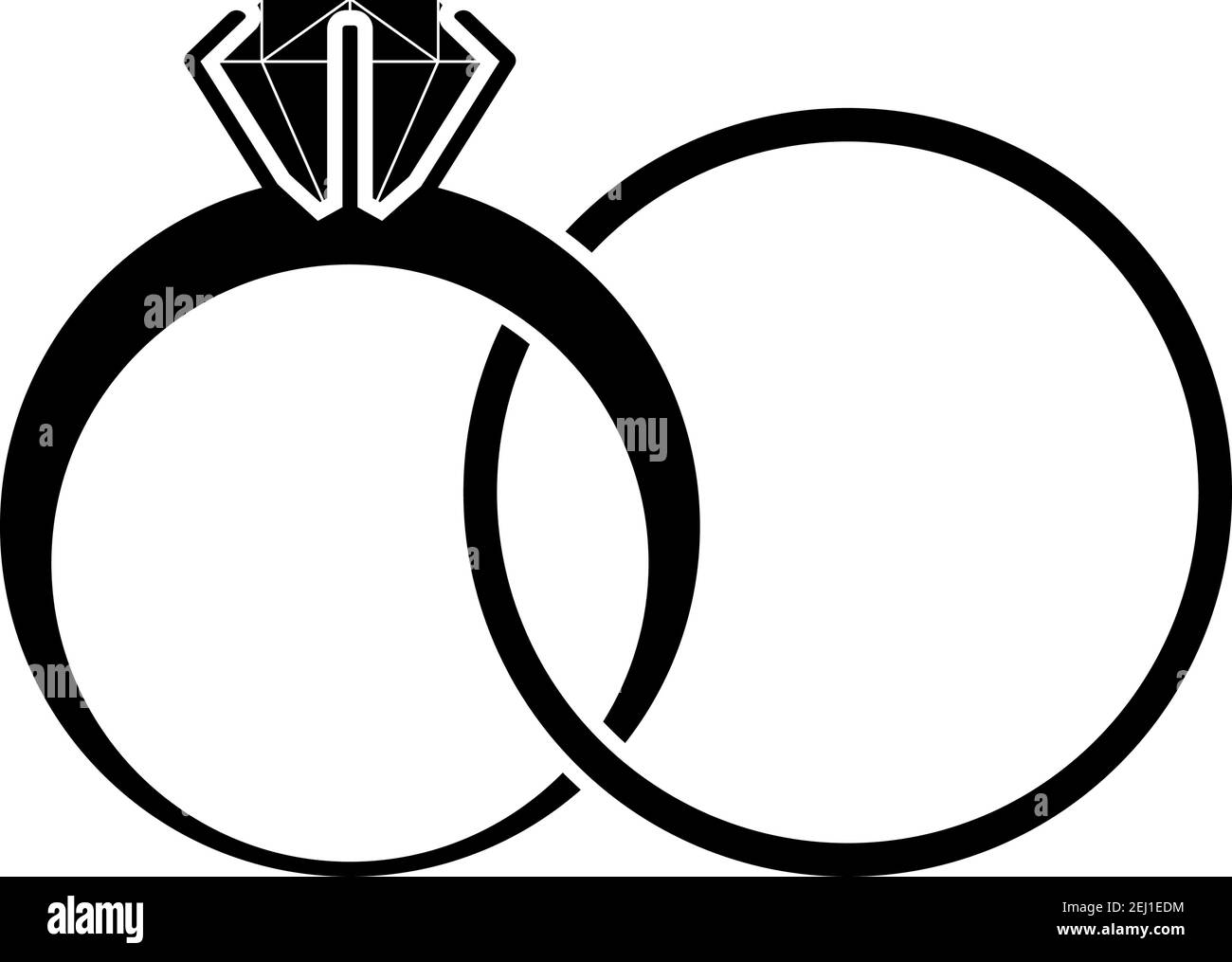 Wedding Rings Icon. Black Stencil Design. Vector Illustration Stock ...
