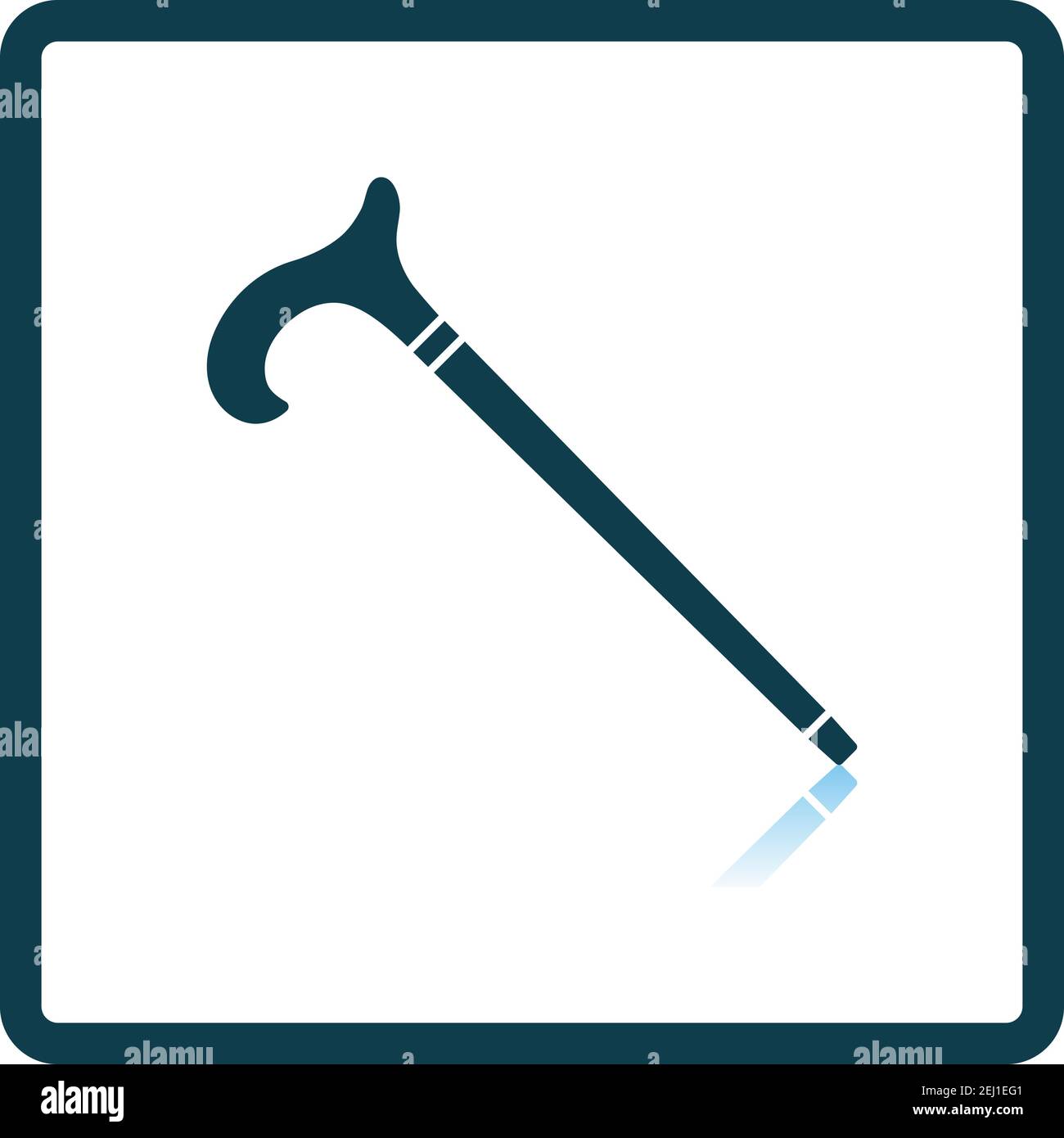 Walking Stick Icon. Square Shadow Reflection Design. Vector Illustration. Stock Vector