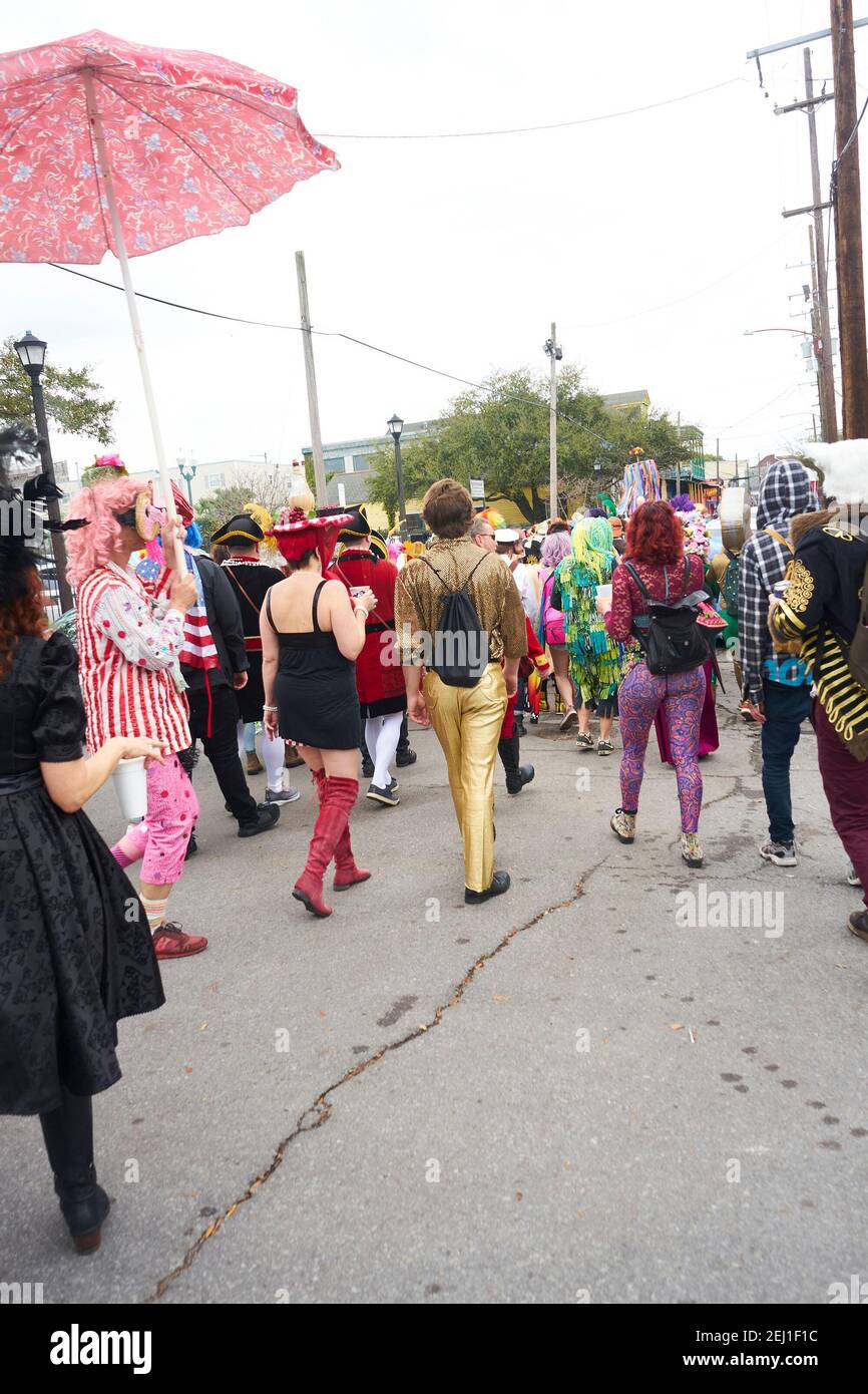 St. Anne parade, Mardi Gras 2020, New Orleans. Stock Photo