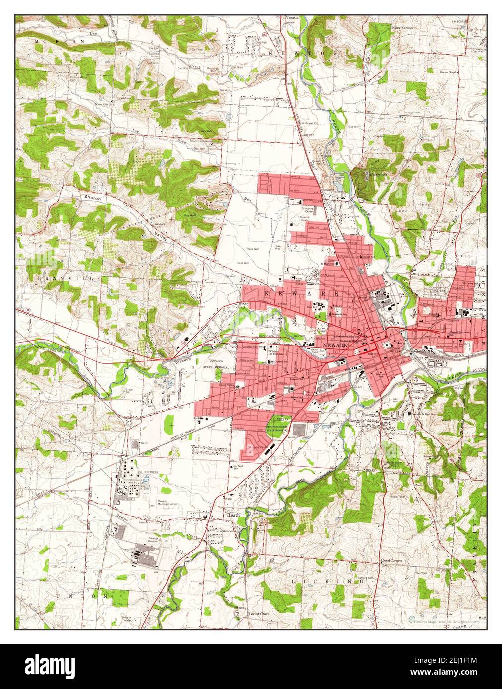 Newark, Ohio, map 1961, 124000, United States of America by Timeless