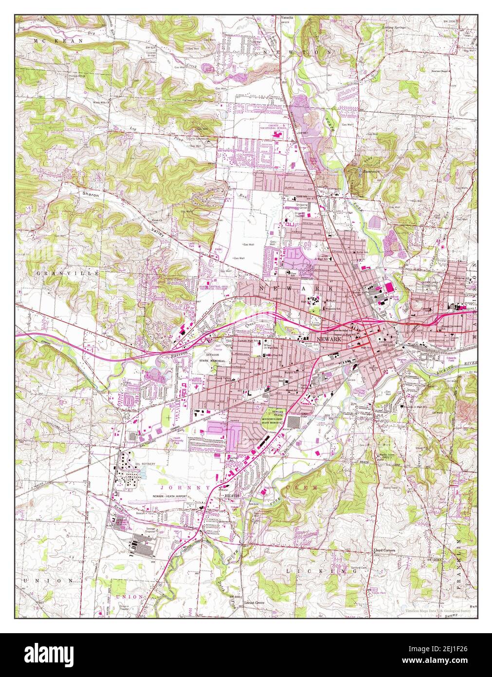 Newark, Ohio, map 1961, 1:24000, United States of America by Timeless ...