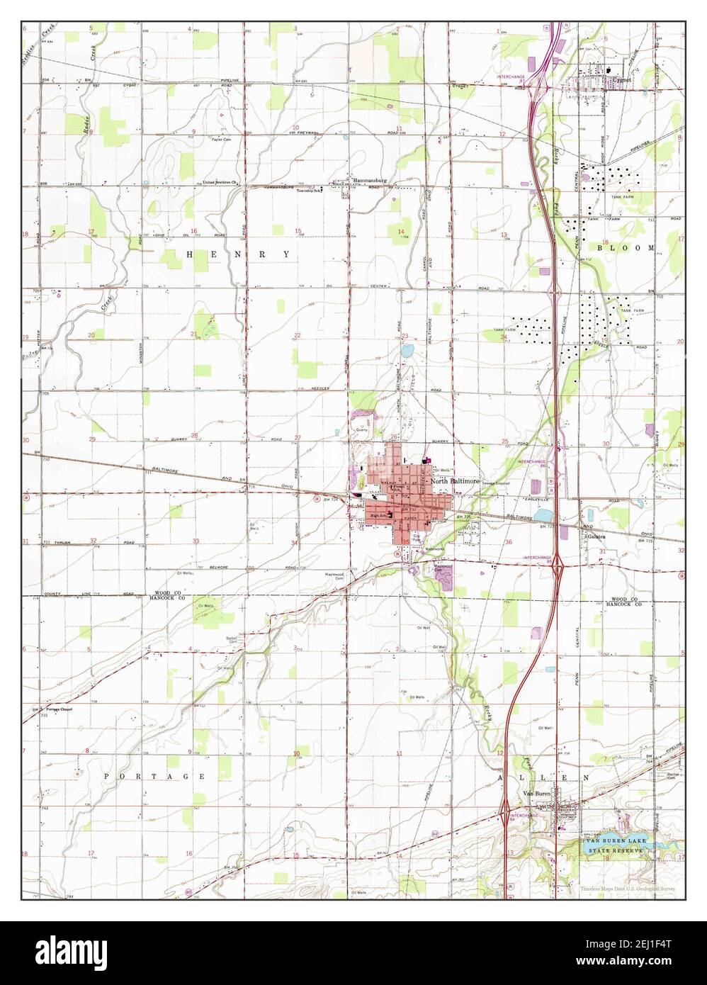 Map Of North Baltimore Ohio High Resolution Stock Photography and