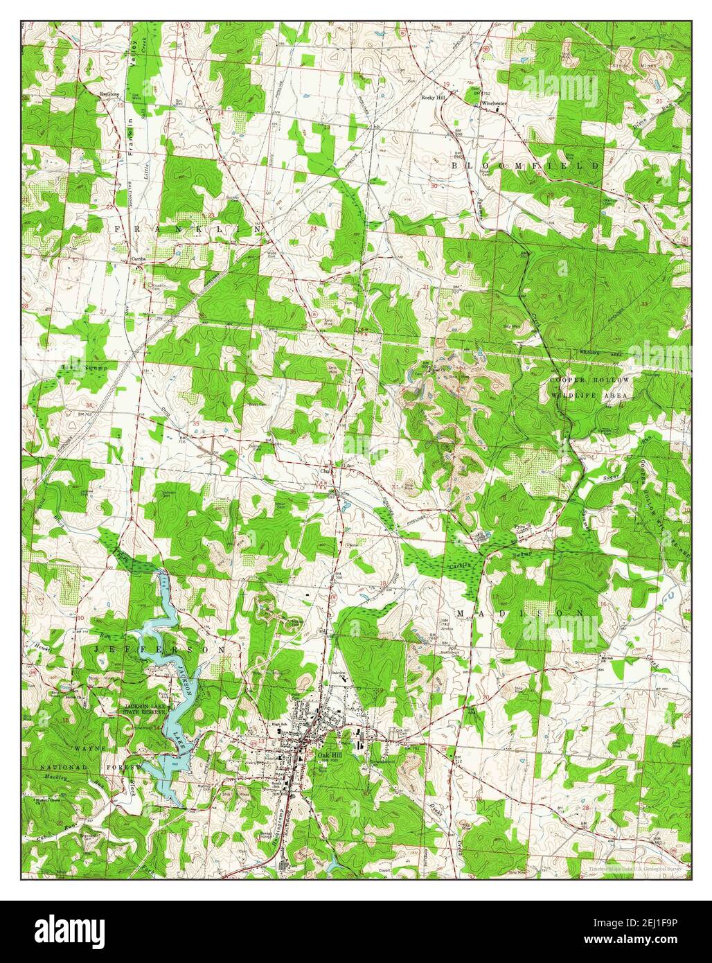 Oak Hill, Ohio, map 1961, 124000, United States of America by Timeless