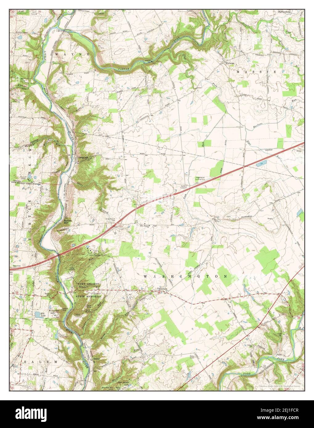 Oregonia, Ohio, map 1968, 124000, United States of America by Timeless