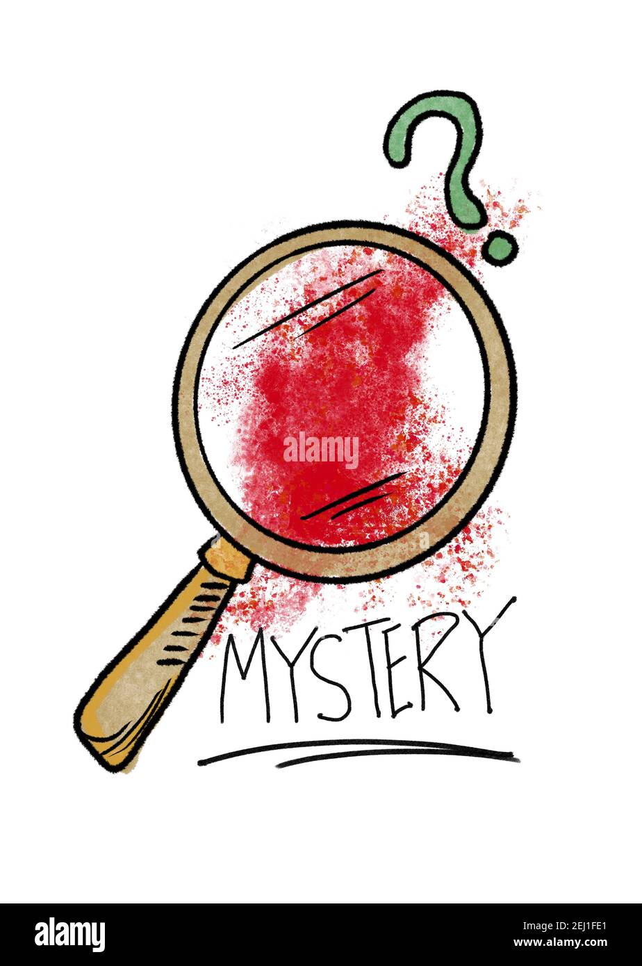 magnifying glass mystery illustration Stock Photo