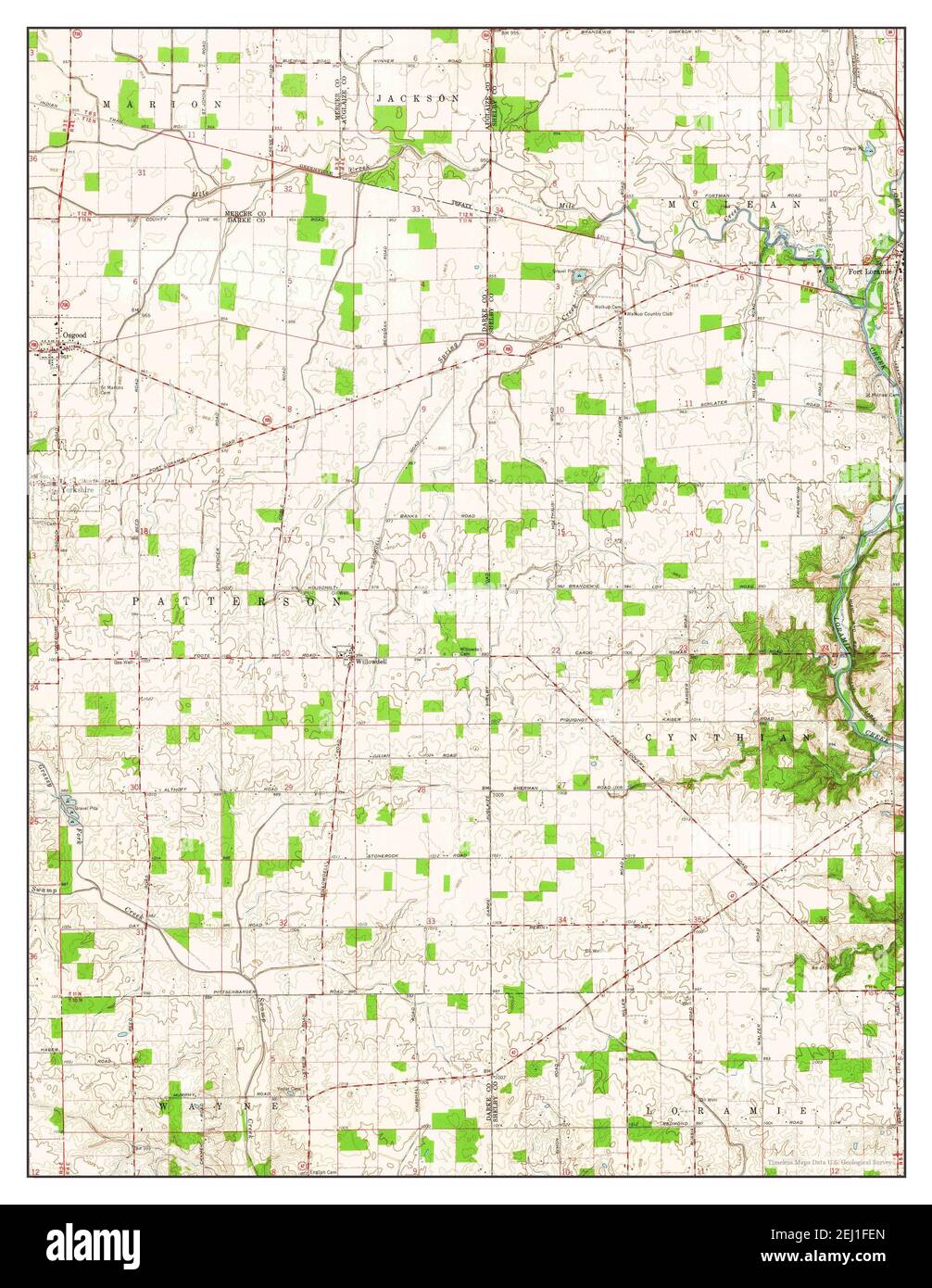 Osgood, Ohio, map 1961, 124000, United States of America by Timeless