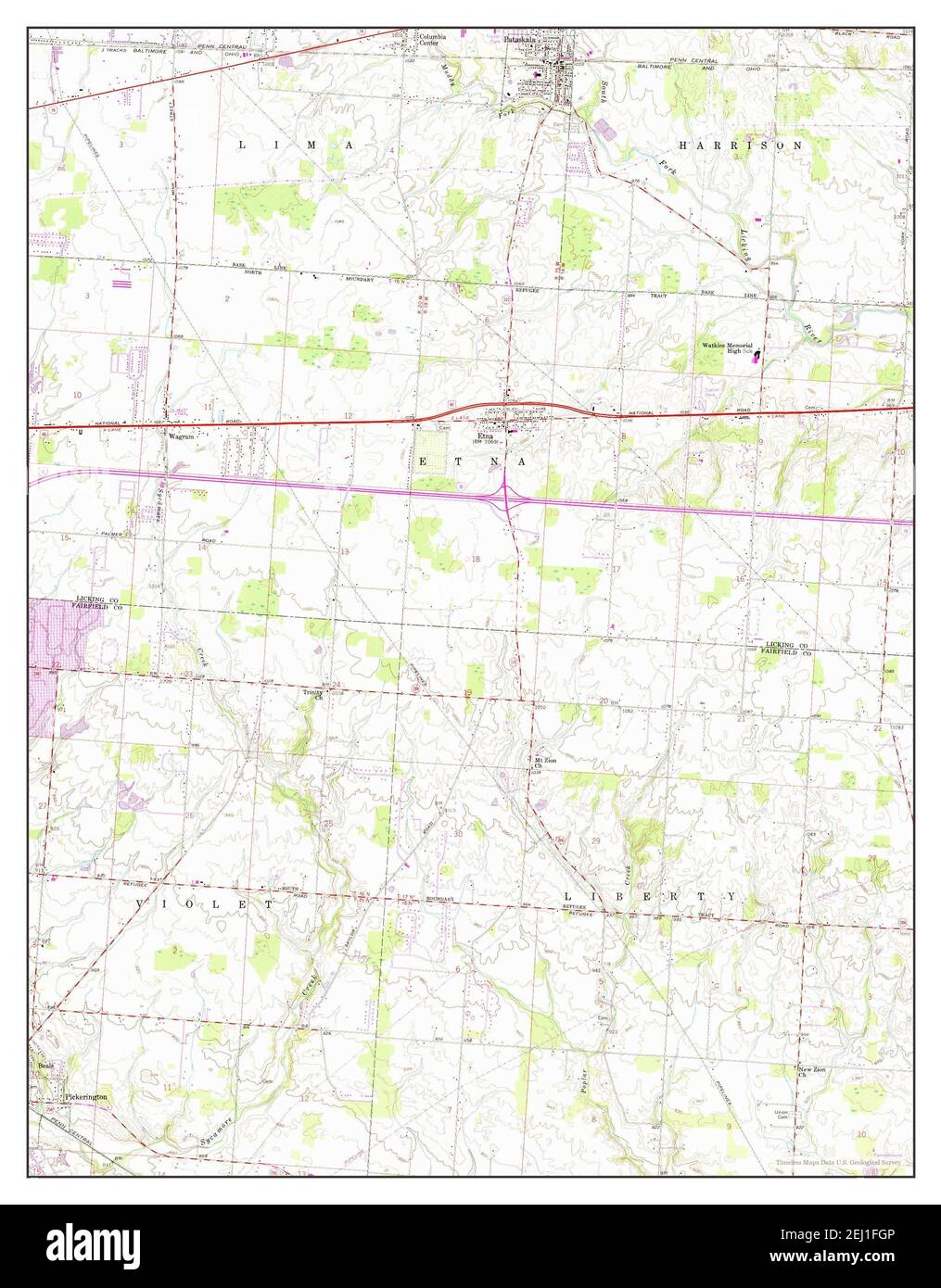 Pataskala, Ohio, map 1958, 124000, United States of America by