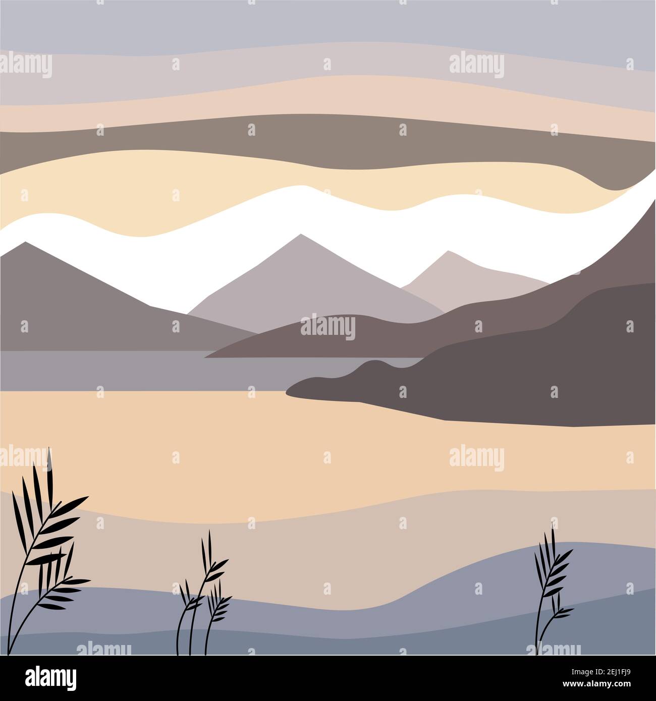 Morning light on mountains Stock Vector Images - Alamy