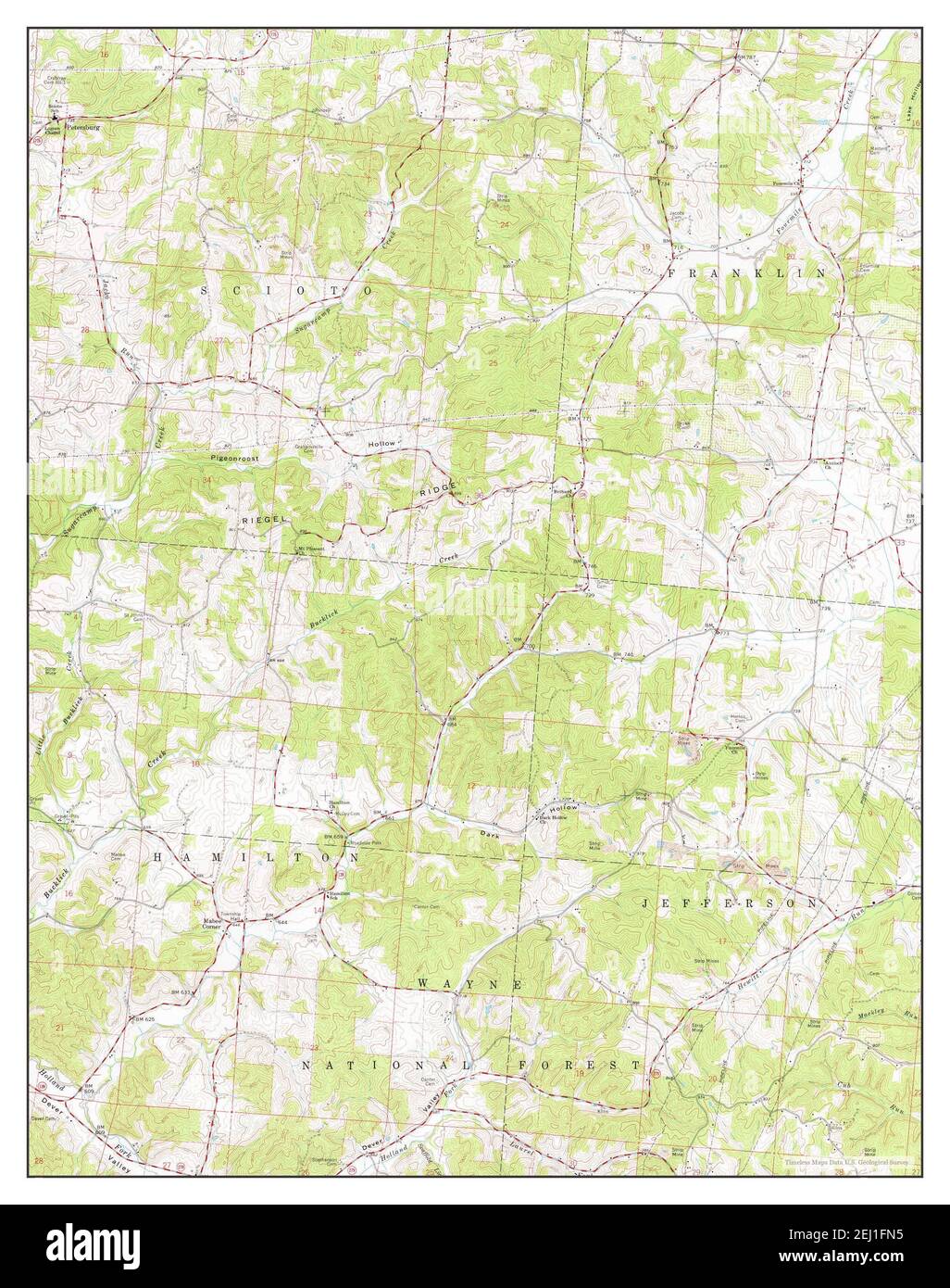 Petersburg, Ohio, map 1961, 124000, United States of America by