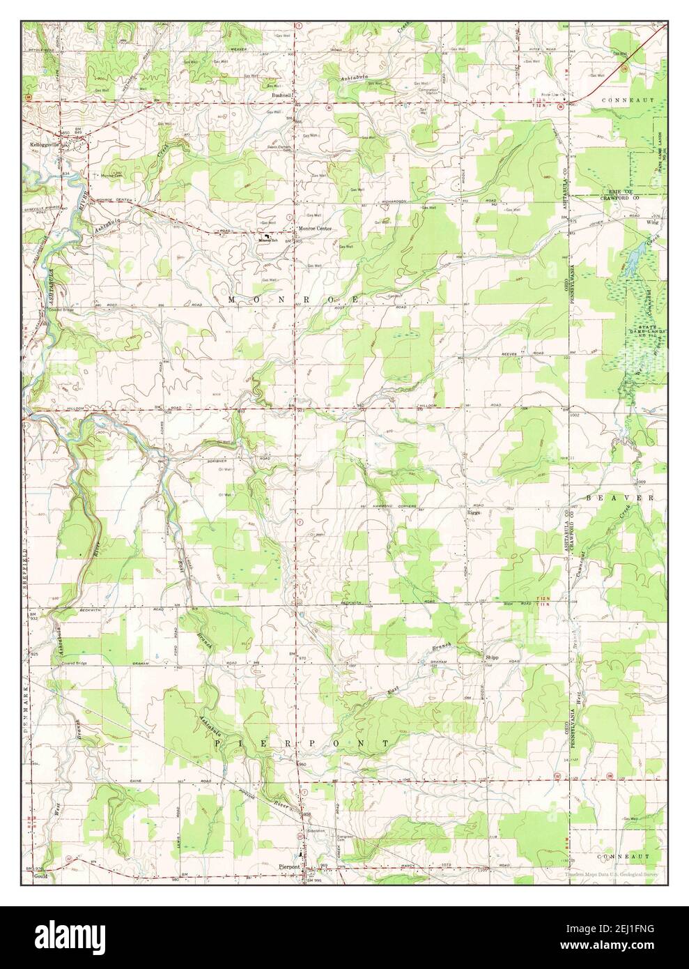 Pierpont, Ohio, map 1960, 124000, United States of America by Timeless
