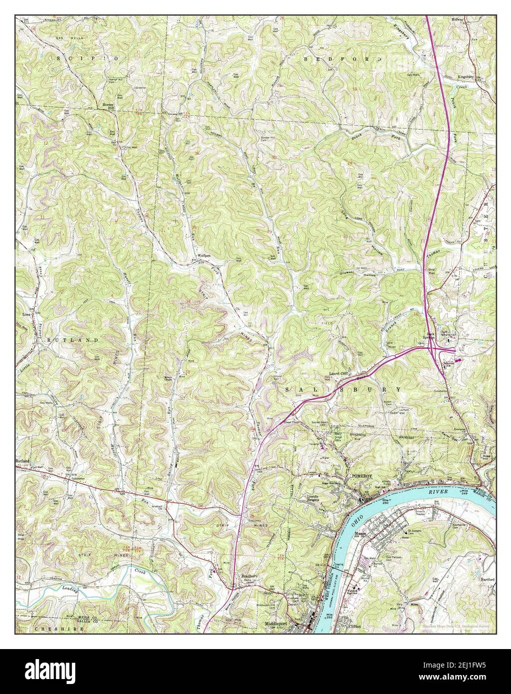 Pomeroy, Ohio, map 1992, 124000, United States of America by Timeless