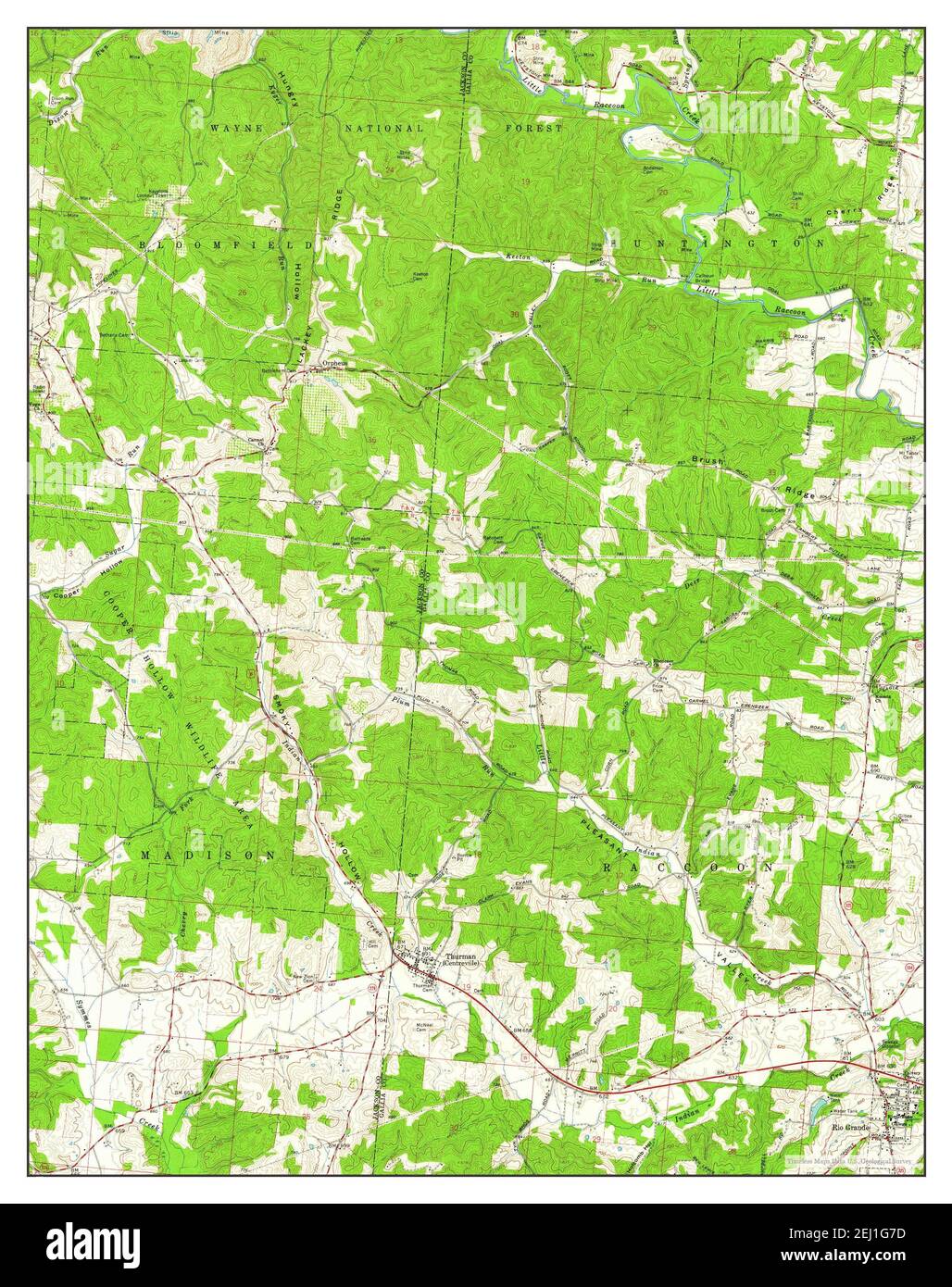 Rio Grande, Ohio, map 1961, 124000, United States of America by