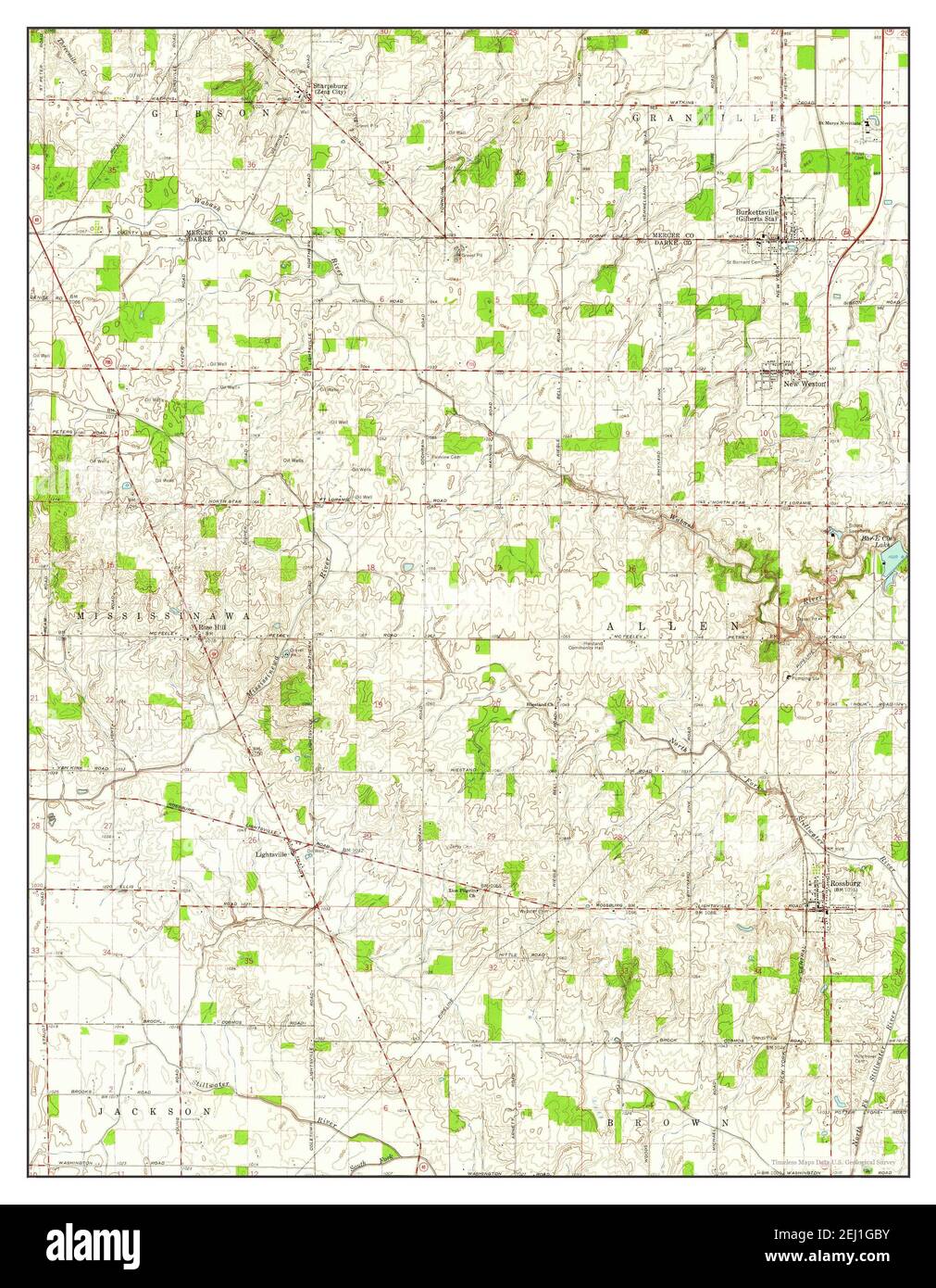 Rossburg, Ohio, map 1961, 124000, United States of America by Timeless