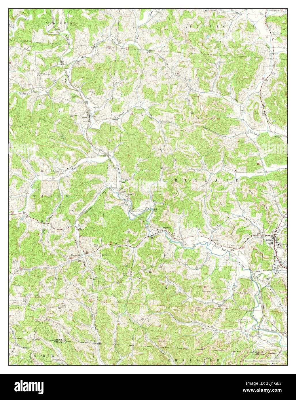 Rutland, Ohio, map 1960, 124000, United States of America by Timeless