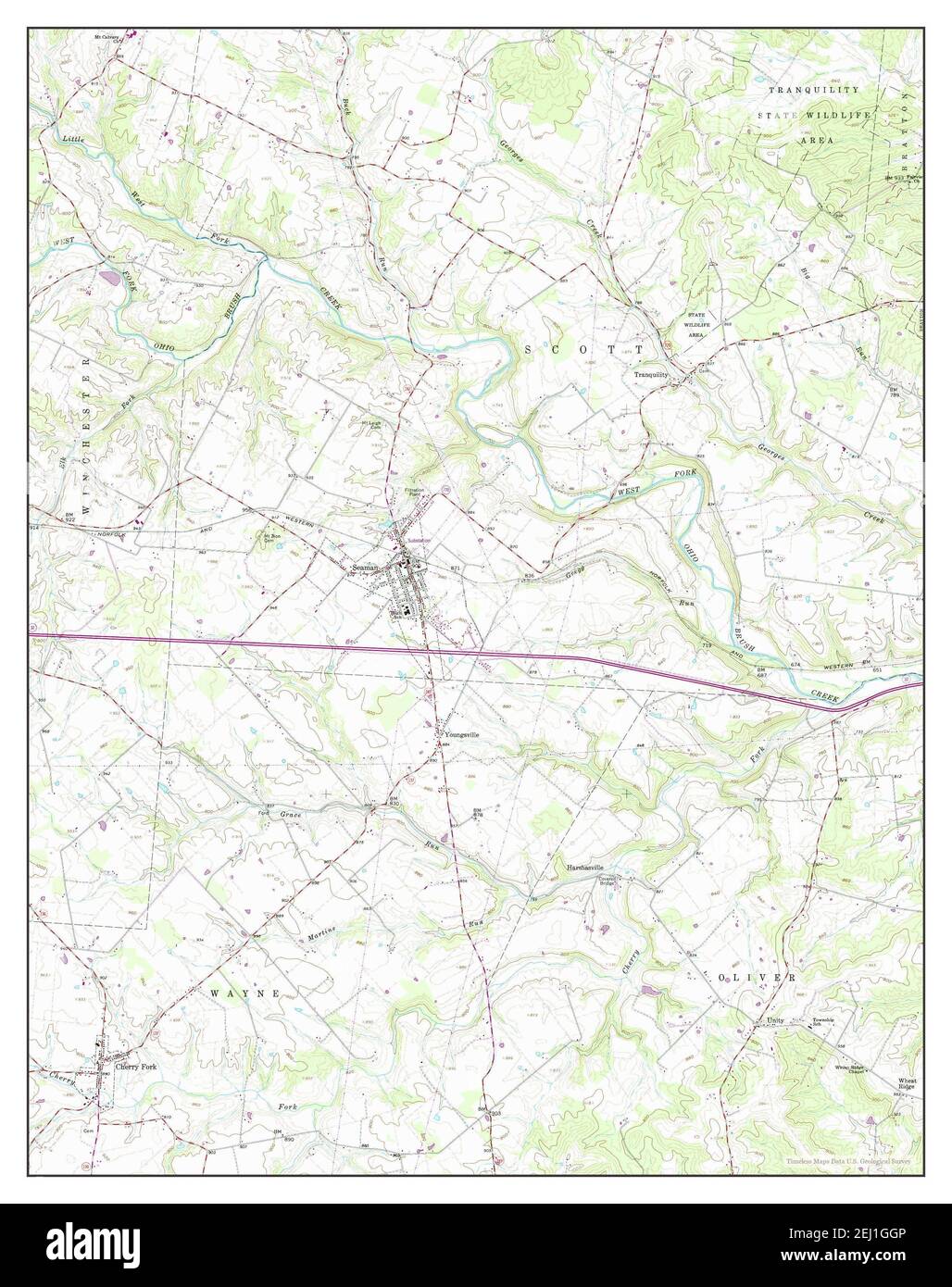 Seaman, Ohio, map 1961, 124000, United States of America by Timeless Maps, data U.S. Geological