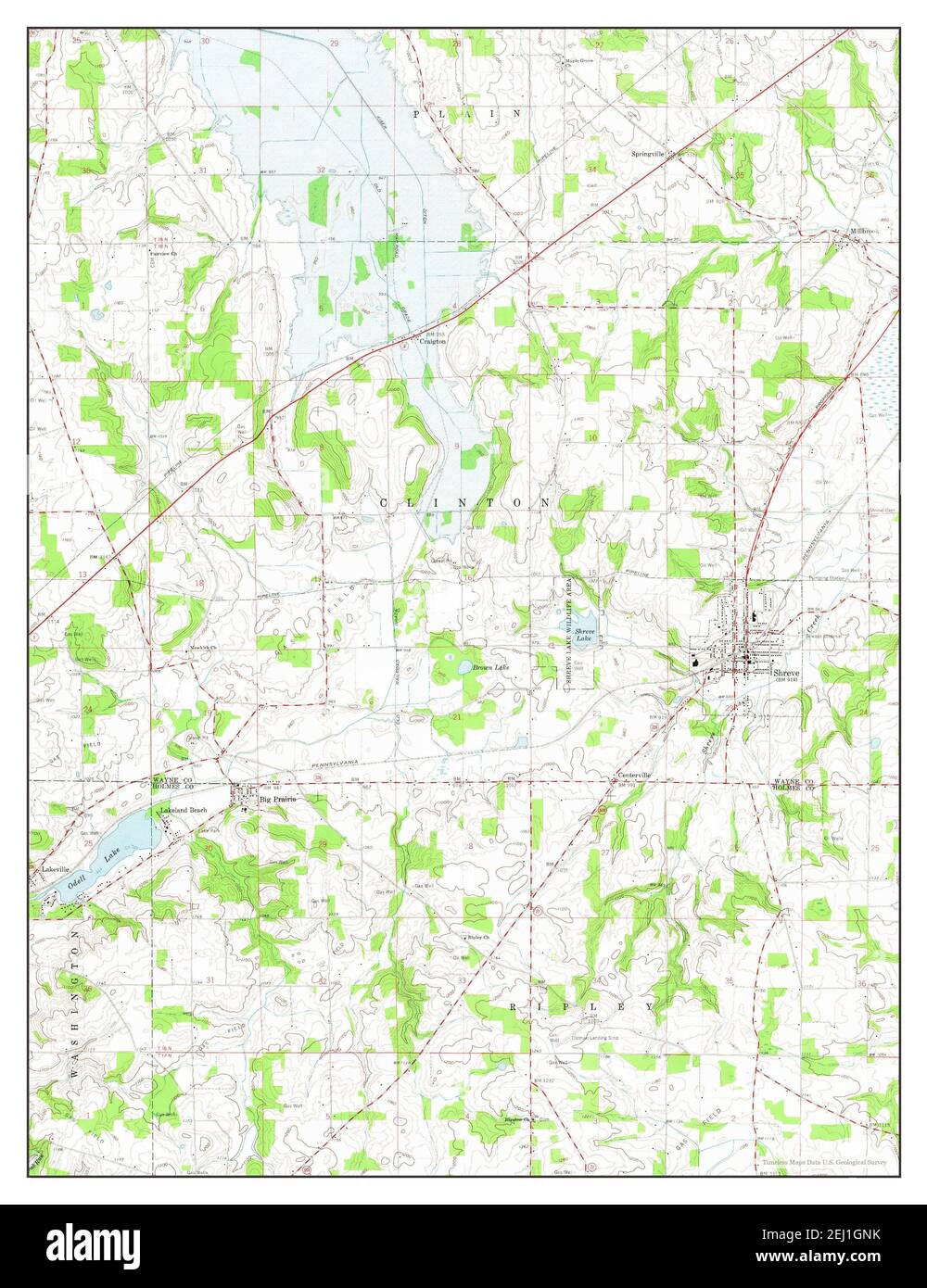 Shreve, Ohio, map 1961, 124000, United States of America by Timeless