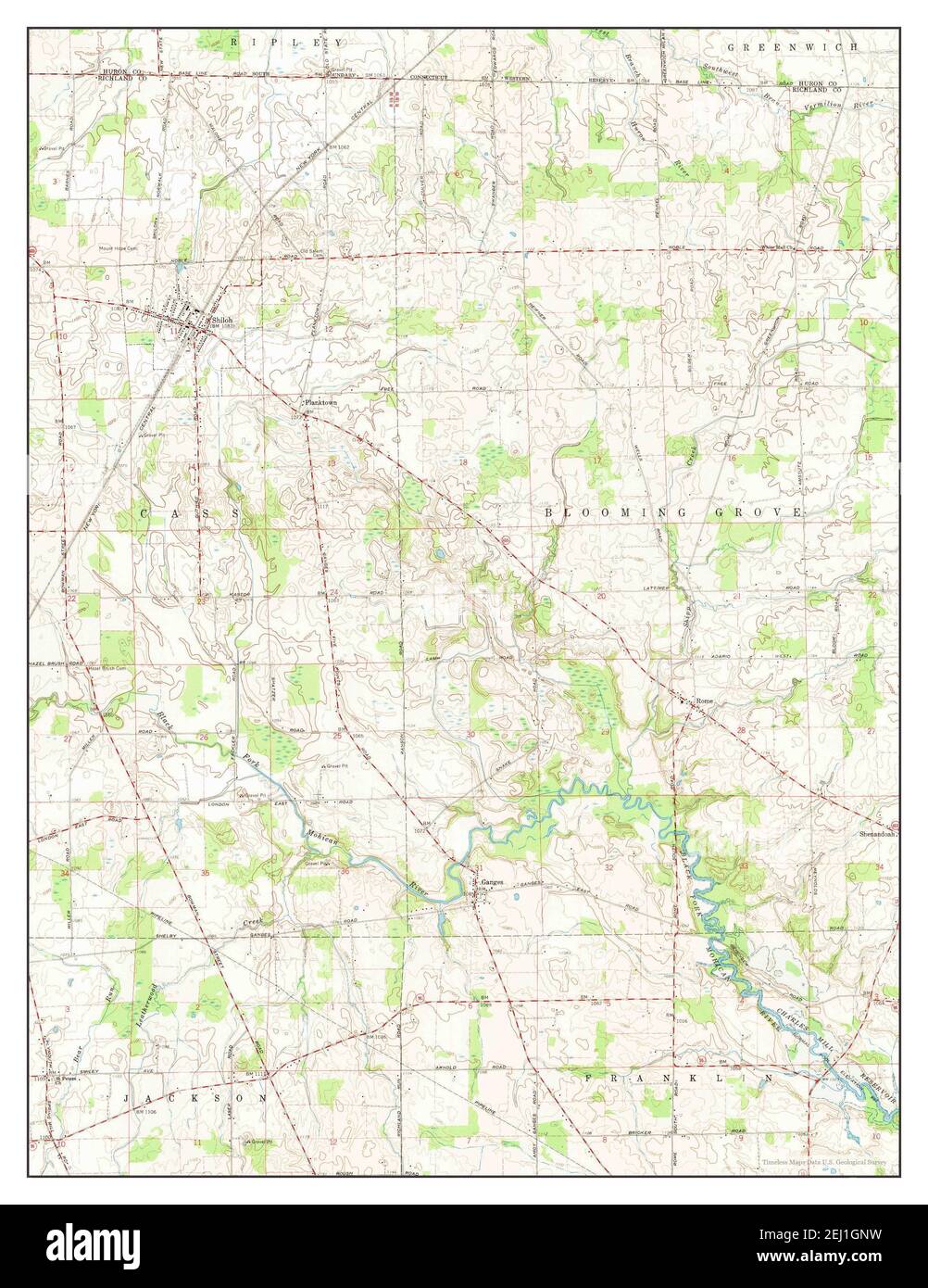 Shiloh, Ohio, map 1960, 124000, United States of America by Timeless