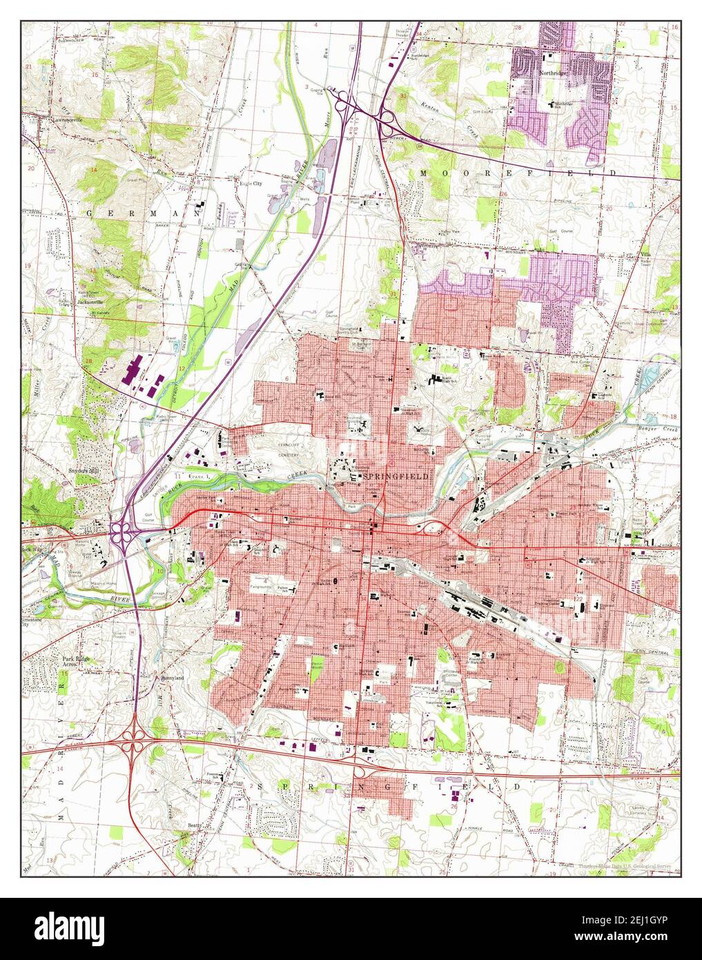 Springfield, Ohio, map 1966, 1:24000, United States of America by 