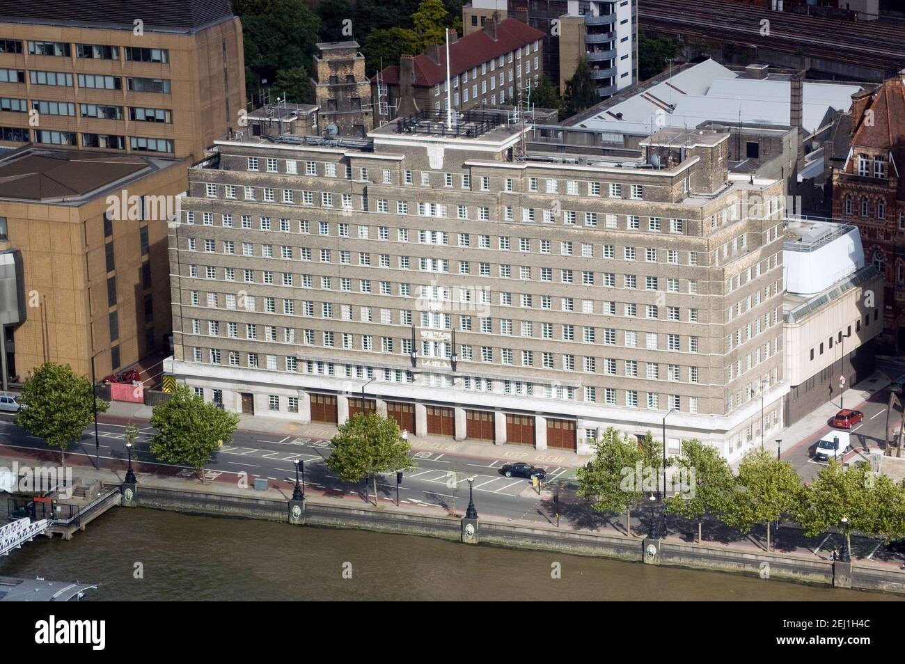 Headquarters of the London Fire Brigade on the banks of the River Thames in Lambeth, London. Stock Photo