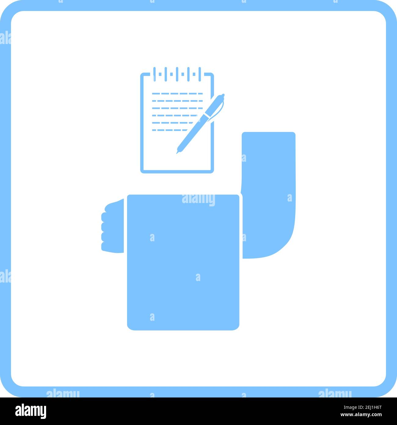 Waiter Take Oder Icon. Blue Frame Design. Vector Illustration. Stock Vector