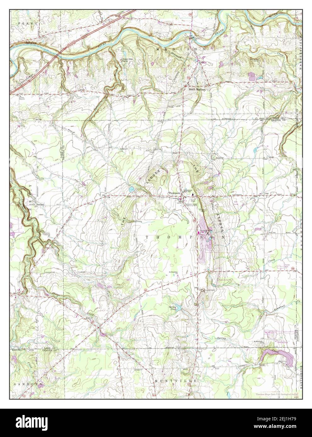 Thompson, Ohio, map 1960, 124000, United States of America by Timeless