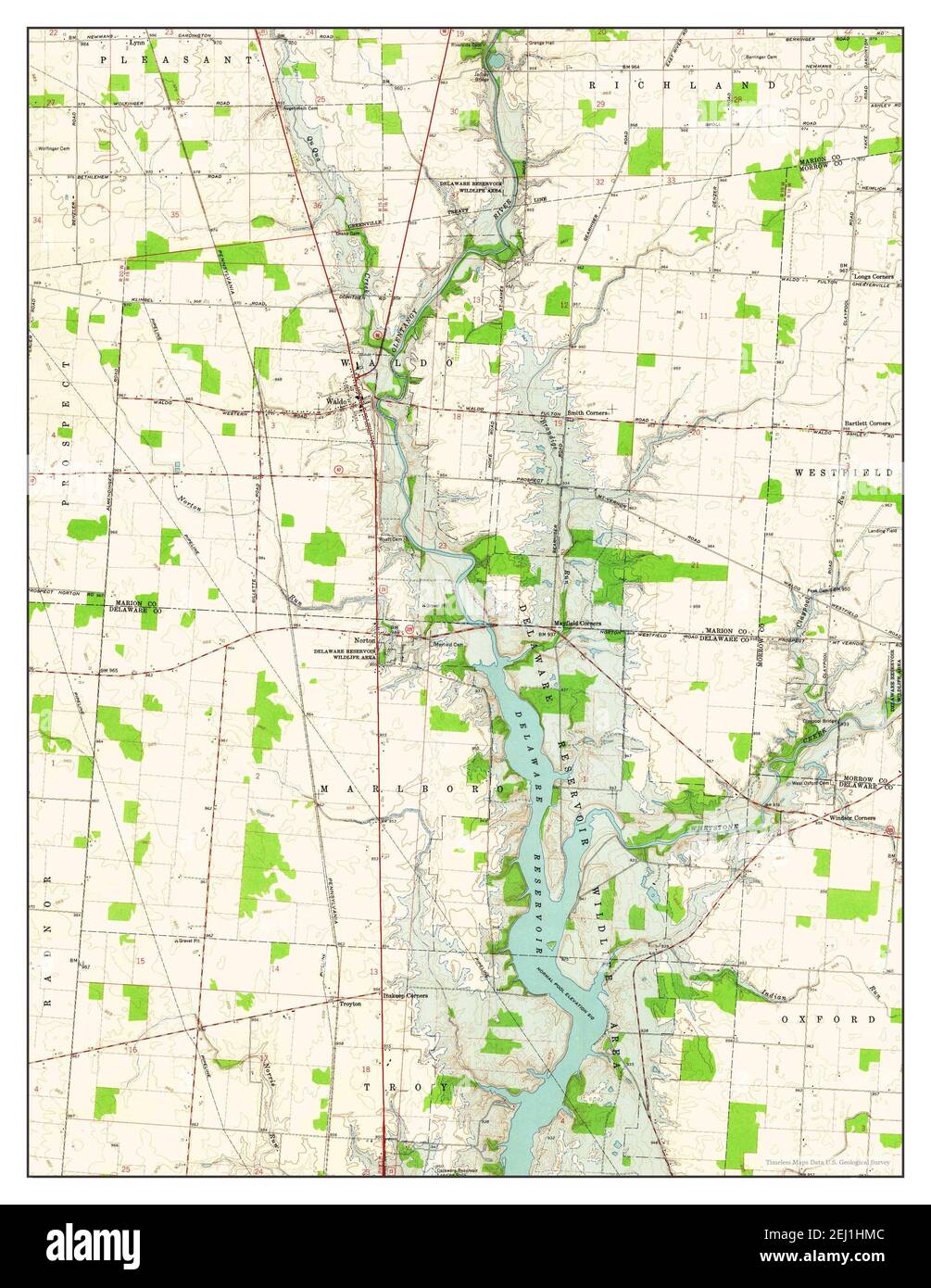 Waldo, Ohio, map 1961, 124000, United States of America by Timeless