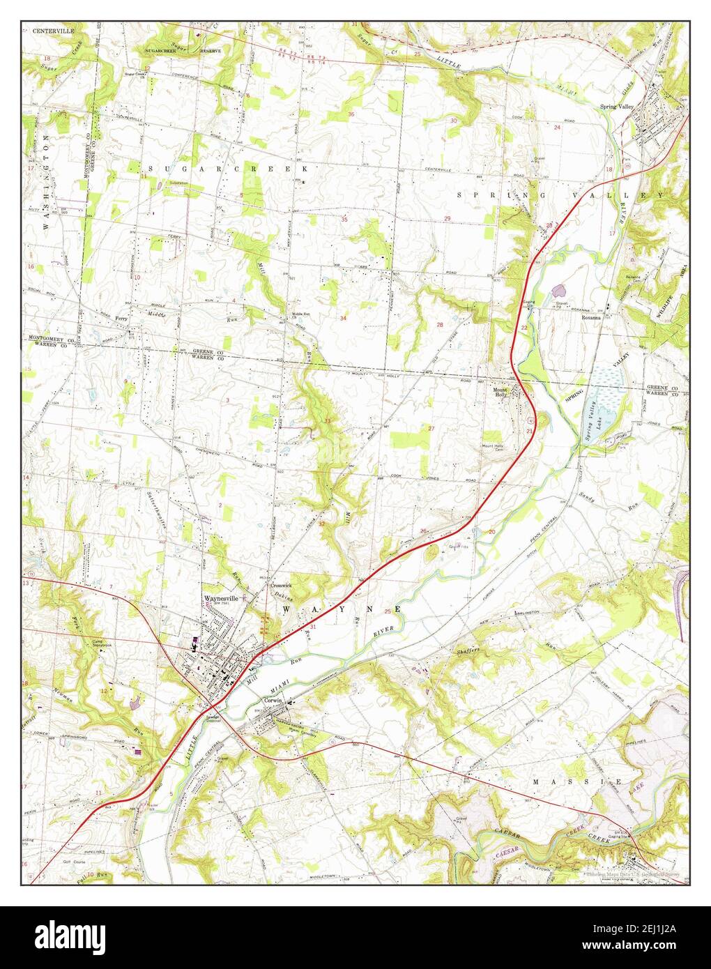 Waynesville, Ohio, map 1968, 124000, United States of America by Timeless Maps, data U.S