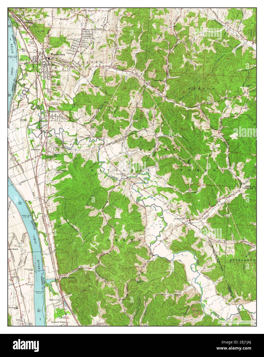 Wheelersburg, Ohio, map 1961, 124000, United States of America by