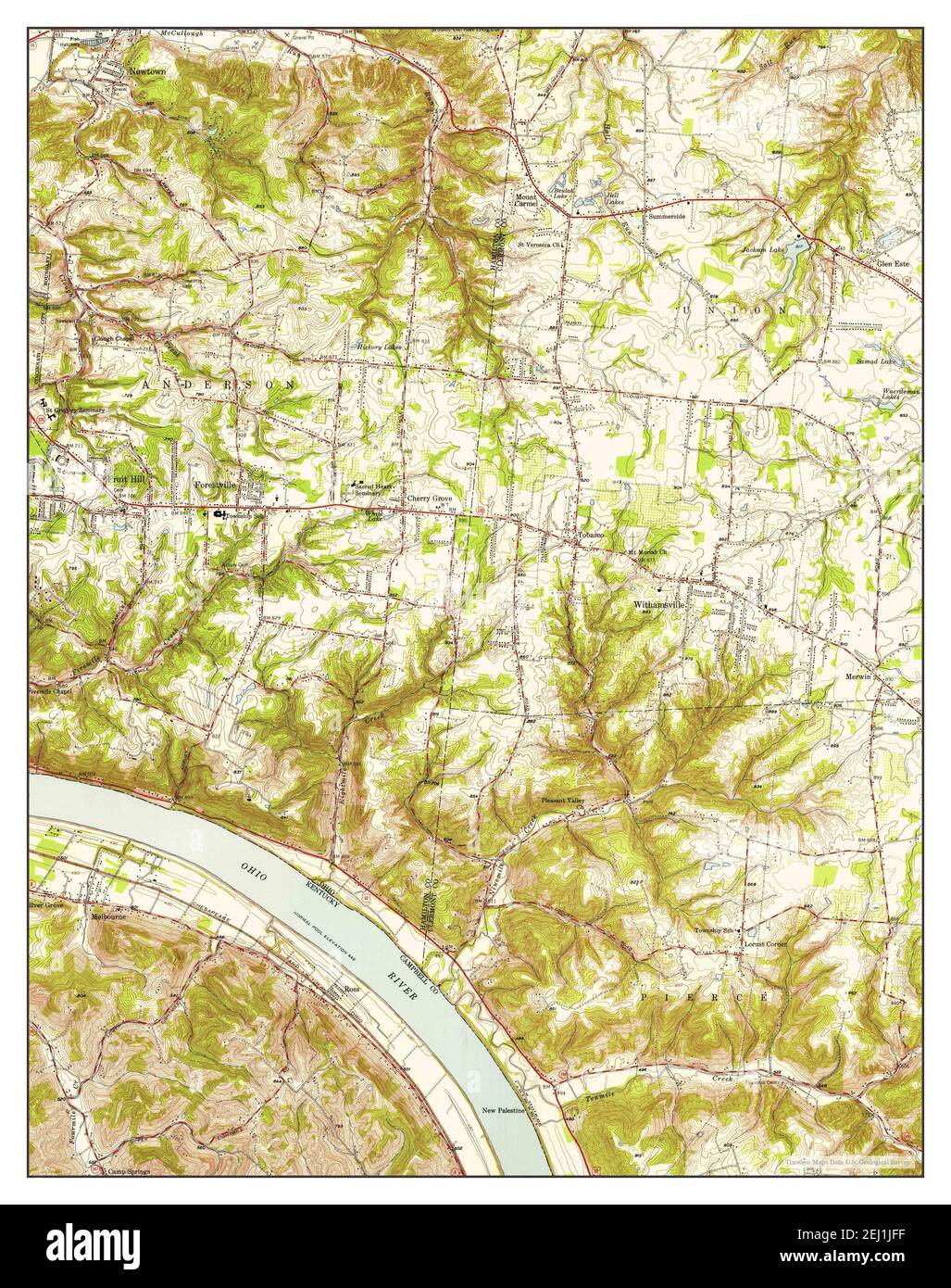 Withamsville, Ohio, map 1953, 124000, United States of America by Timeless Maps, data U.S