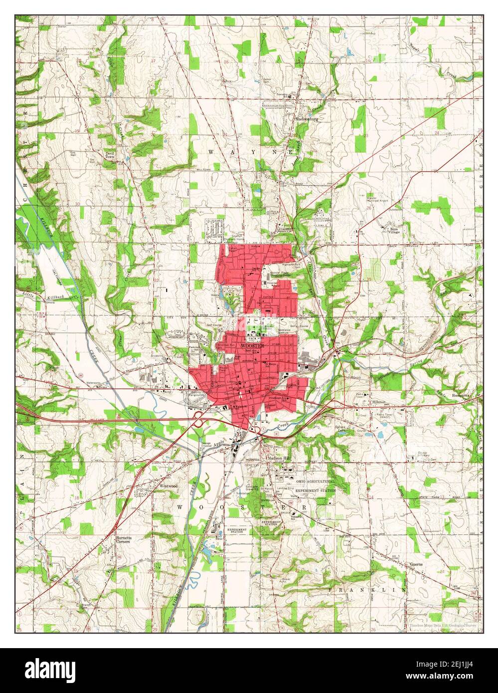 Wooster, Ohio, map 1961, 124000, United States of America by Timeless