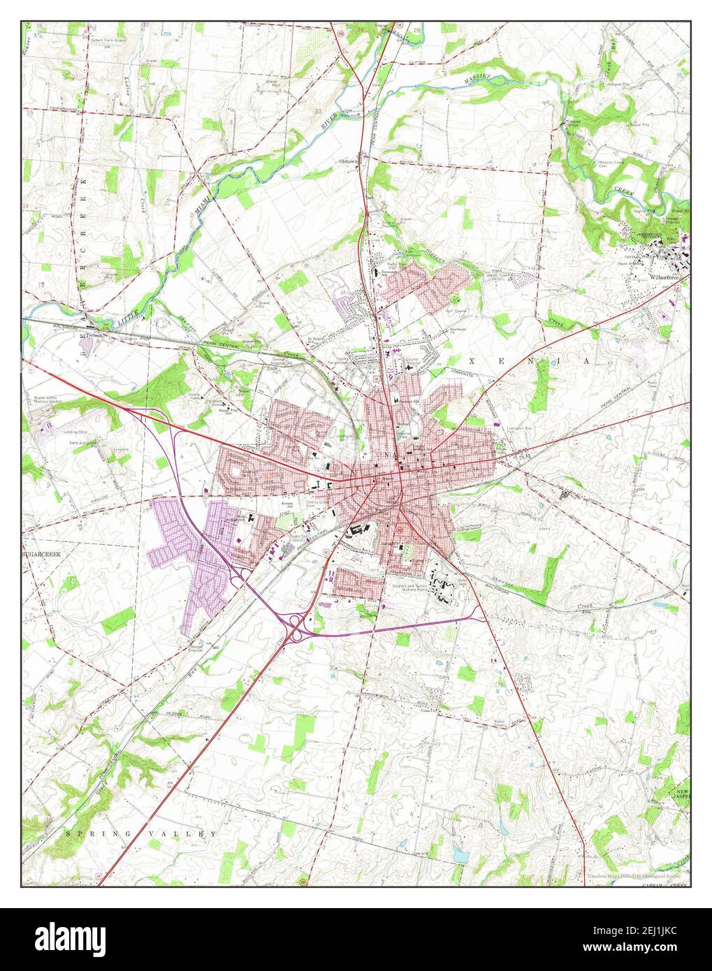 Xenia, Ohio, map 1965, 124000, United States of America by Timeless