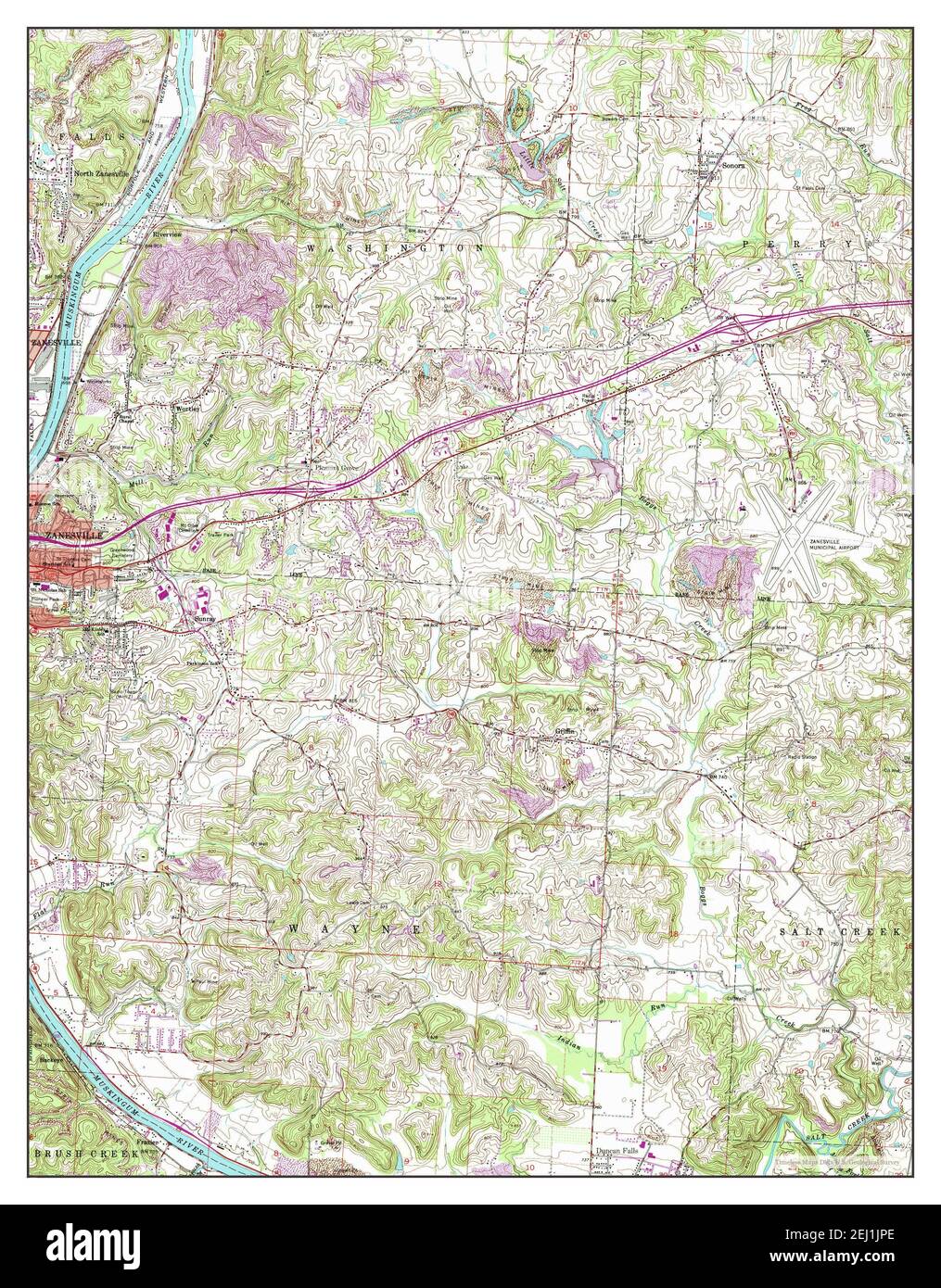 Zanesville East, Ohio, map 1961, 1:24000, United States of America by Timeless Maps, data U.S. Geological Survey Stock Photo